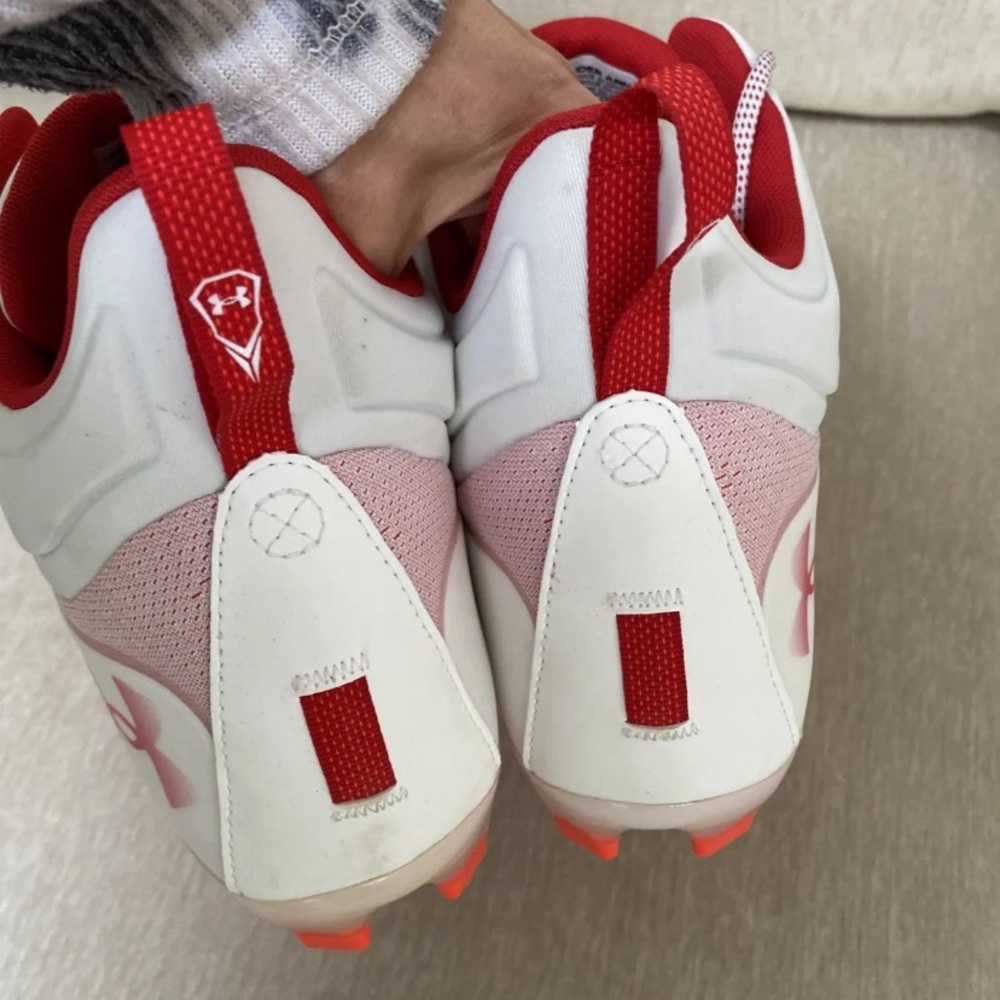 Under Armour Men's Command Mid Lacrosse Sneakers Cleat Shoe Red NEW Size 16 - Picture 8 of 8